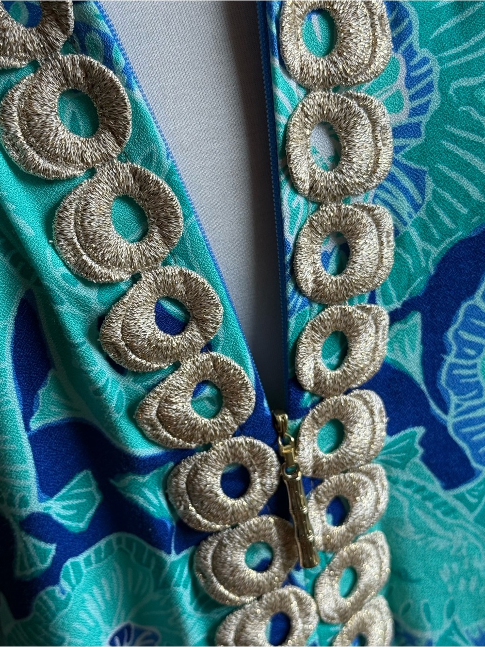 Bright Turquoise, Royal Blue & Gold Lilly Pulitzer Dress - Picture 7 of 16